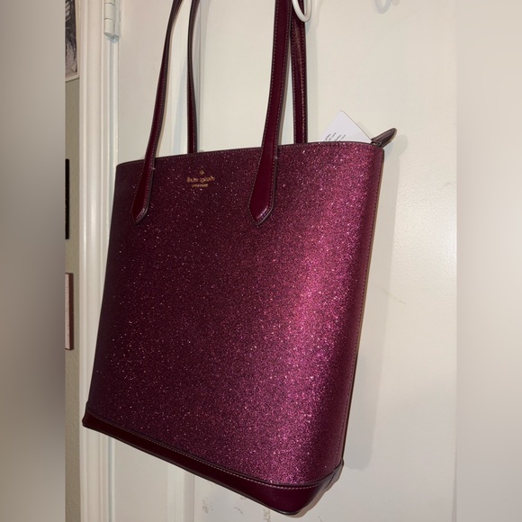 Kate Spade New York Large Glitter Tote Bag in Berry | NWT - Picture 4 of 16